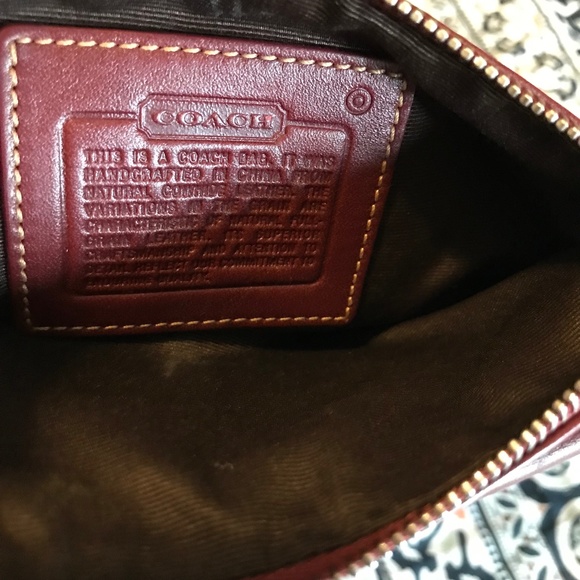 Maroon Coach Wristlet With Snap Front Closure and Zip Center Pocket - Picture 8 of 8
